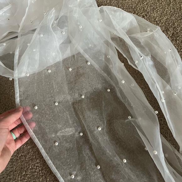 Flawless Entrance White Pearl Organza Bow Strapless Mini Dress Lulus Size Medium - Picture 7 of 9